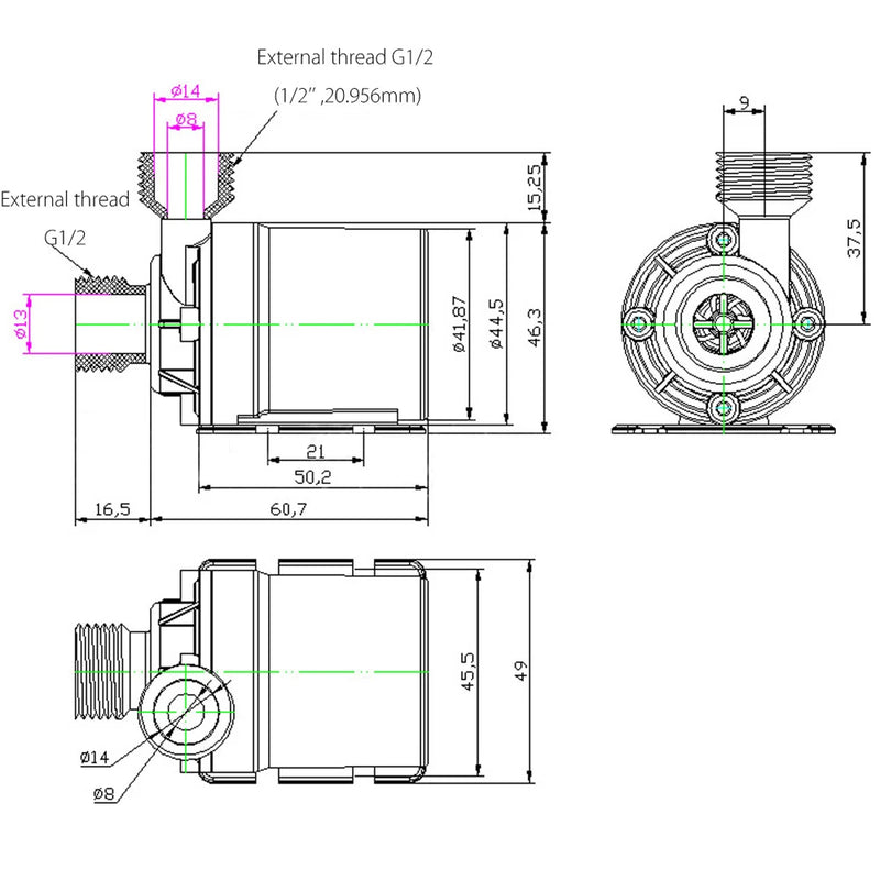 Bomba de água ultra silenciosa Mini DC12V/24V