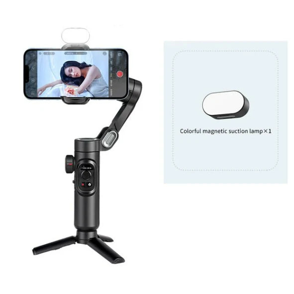 estabilizador Aochuan gimbal portátil de 3 eixos para smartphone  
com luz de preenchimento 
para iphone android 
rastreamento facial