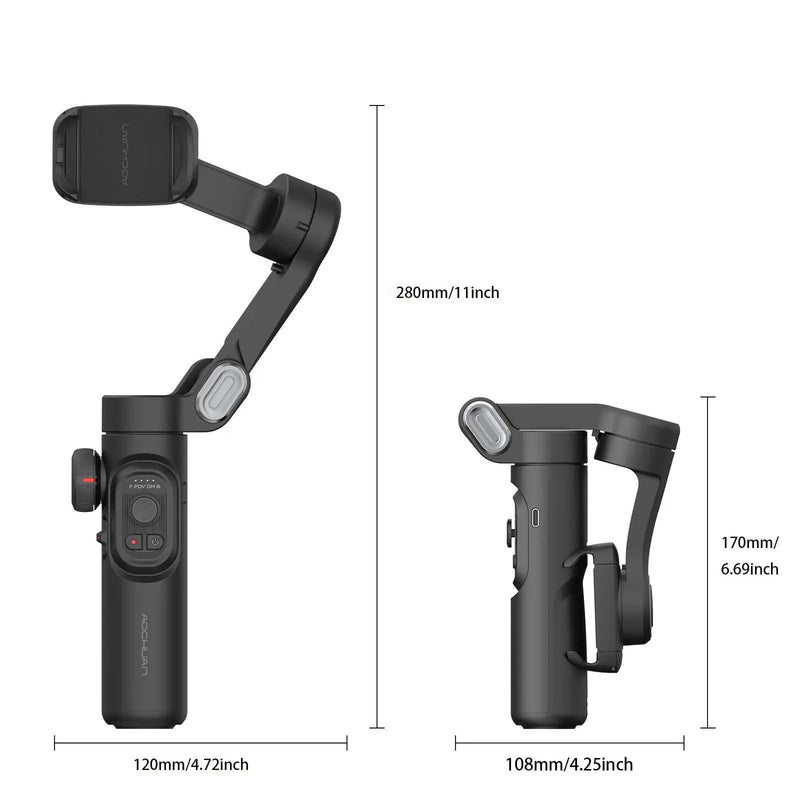 estabilizador Aochuan gimbal portátil de 3 eixos para smartphone  
com luz de preenchimento 
para iphone android 
rastreamento facial